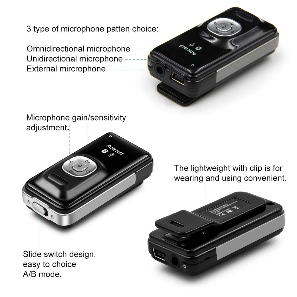 Alead Nolan Livemic2 Bluetooth Microphone, Long Range, Low Latency, Clear Sound With Uni, Omni, Ext Mic For Education, Webinar,